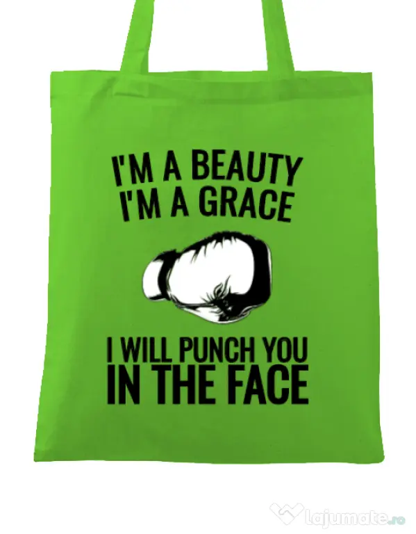Sacosa din panza I am a grace Verde mar