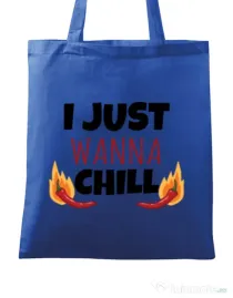 Sacosa din panza I just wanna chill Albastru regal