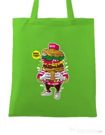 Sacosa din panza I Love Burger Verde mar