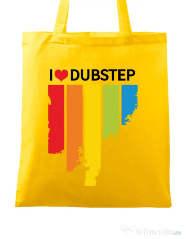Sacosa din panza I love dubstep Galben