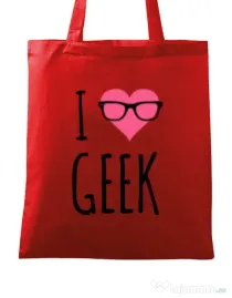 Sacosa din panza I love geek Rosu