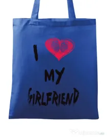 Sacosa din panza I love my girlfriend Albastru regal