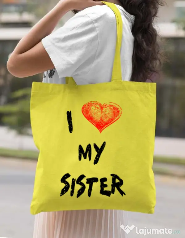 Sacosa din panza I love my sister Galben
