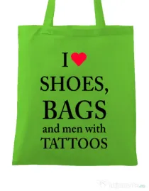 Sacosa din panza I love shoes Verde mar