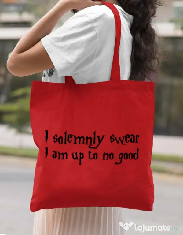 Sacosa din panza I solemnly swear Rosu
