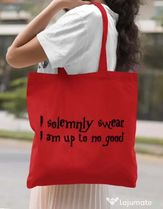 Sacosa din panza I solemnly swear Rosu