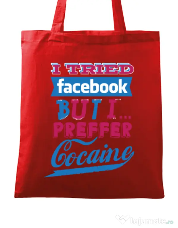 Sacosa din panza I tried Bacebook Rosu