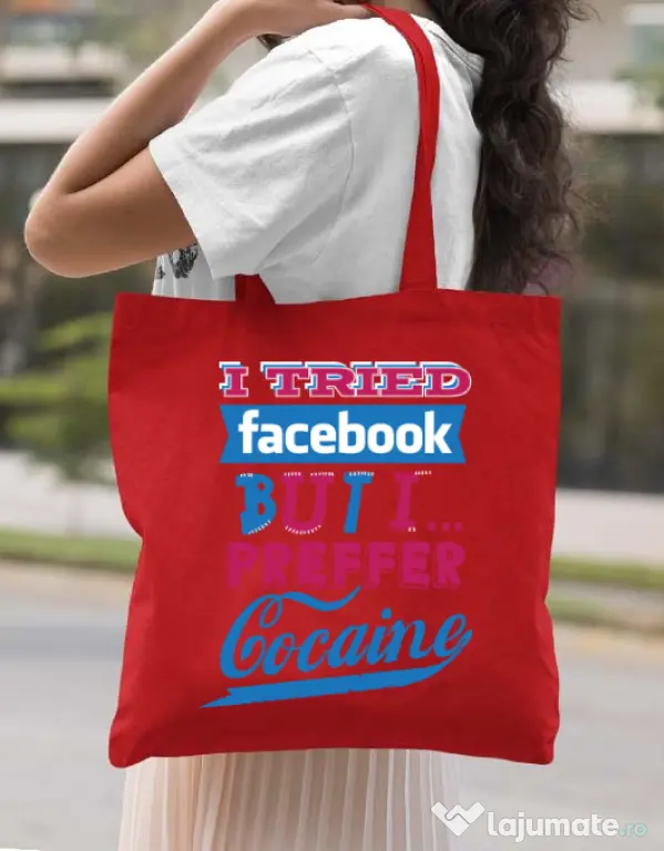 Sacosa din panza I tried Bacebook Rosu