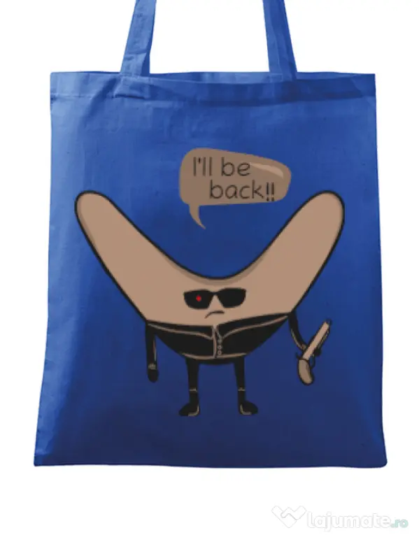Sacosa din panza I’ll be back Albastru regal