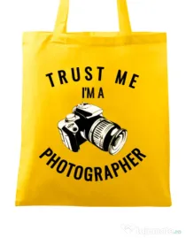 Sacosa din panza I’m a photographer Galben
