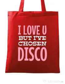 Sacosa din panza I’ve chosen disco Rosu
