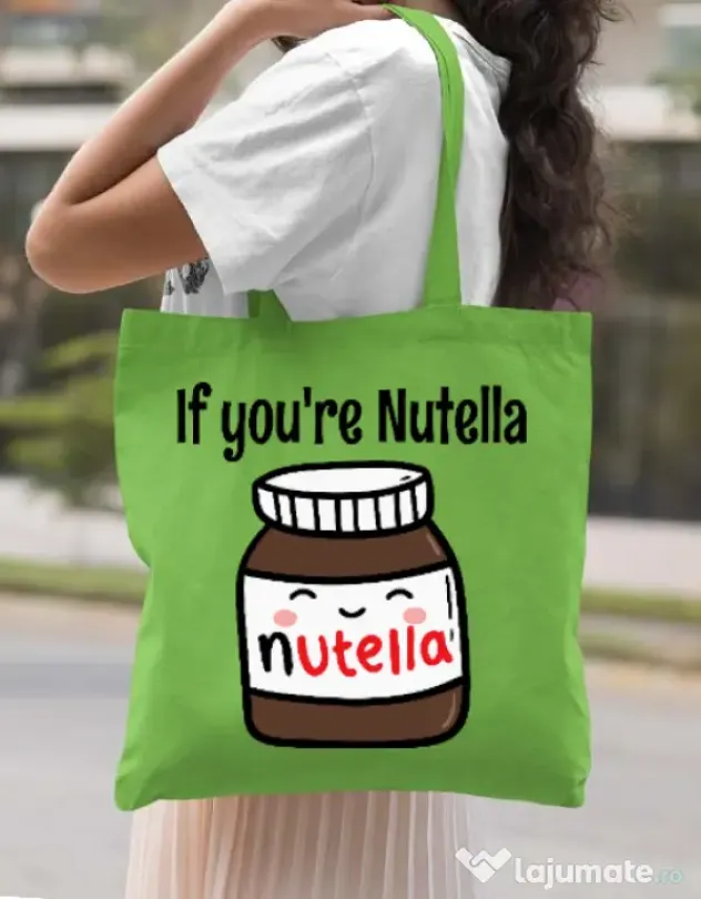 Sacosa din panza If you are nutella Verde mar