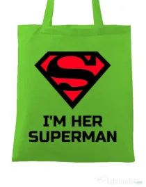 Sacosa din panza I'm her Superman Verde mar