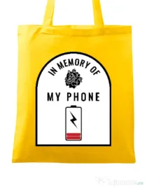 Sacosa din panza In memory of my phone Galben