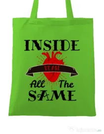 Sacosa din panza Inside we’re all the same Verde mar