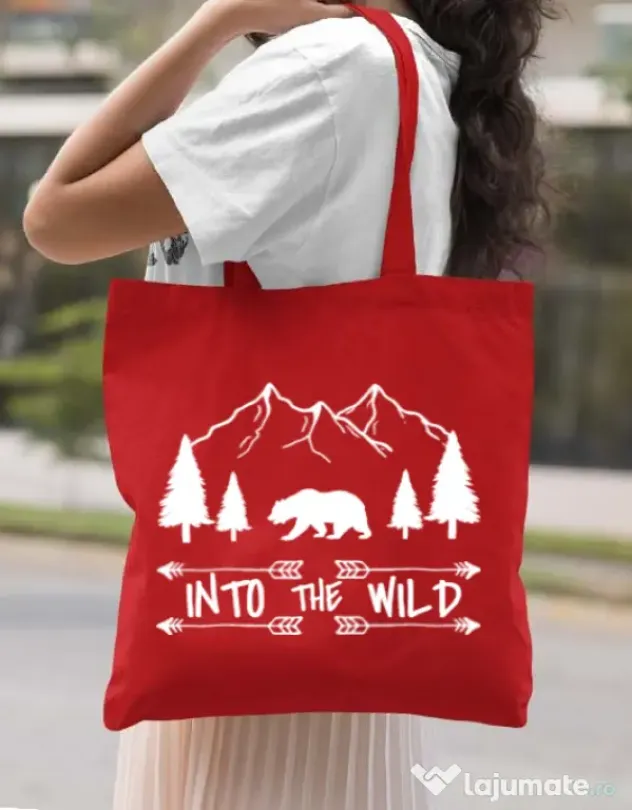 Sacosa din panza Into the wild Rosu