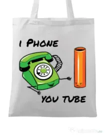 Sacosa din panza Iphone youtube Alb