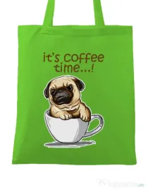 Sacosa din panza Its Coffee Time Verde mar