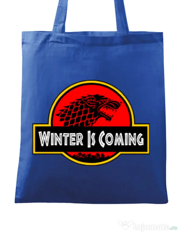 Sacosa din panza Jurassic winter Albastru regal