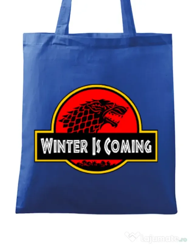 Sacosa din panza Jurassic winter Albastru regal