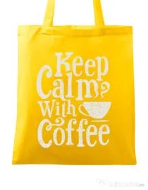 Sacosa din panza Keep Calm With Coffee Galben