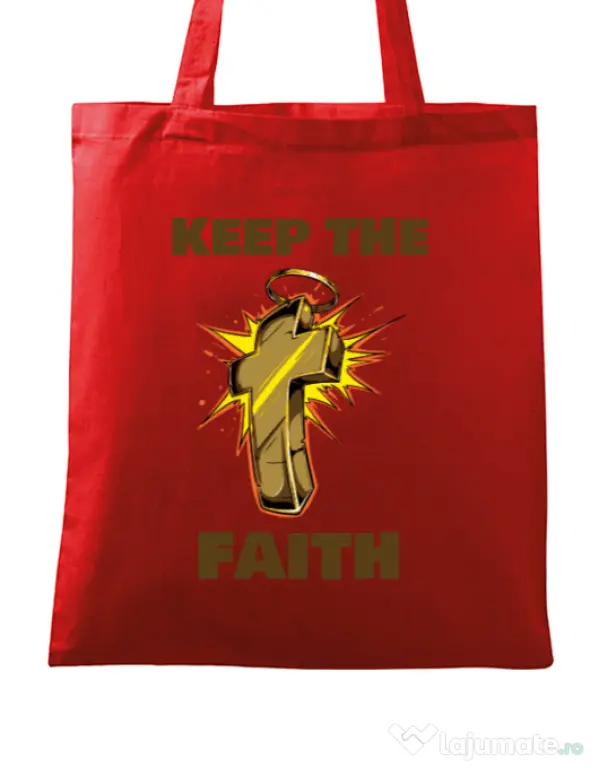 Sacosa din panza Keep the Faith Rosu