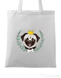 Sacosa din panza King Of Pug Alb