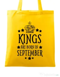 Sacosa din panza Kings are born in september Galben