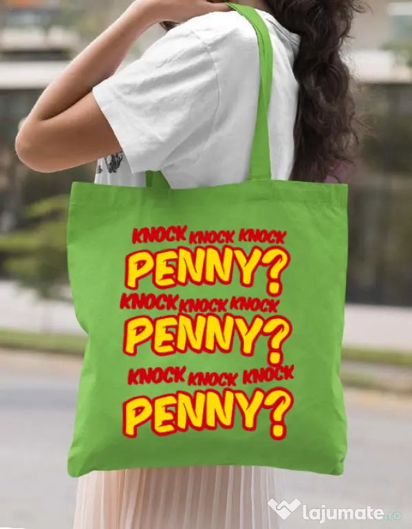 Sacosa din panza Knock Penny Verde mar