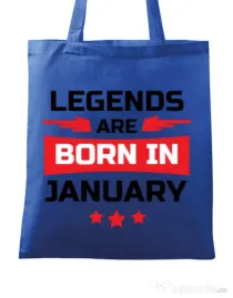 Sacosa din panza Legends are born in January Albastru regal