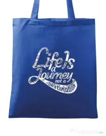Sacosa din panza Life Is A Journey Albastru regal