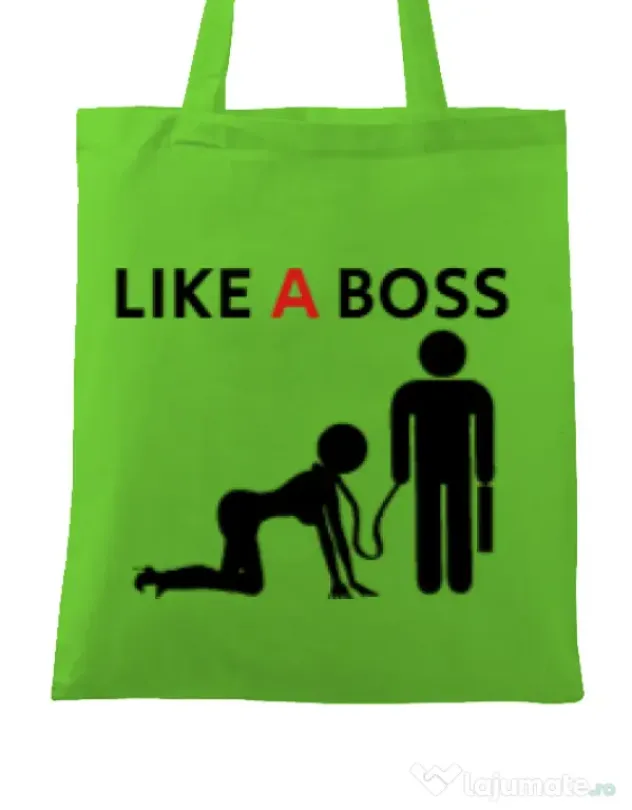 Sacosa din panza Like a boss Verde mar