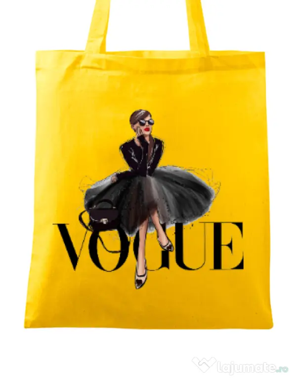 Sacosa din panza Little black tutu Galben