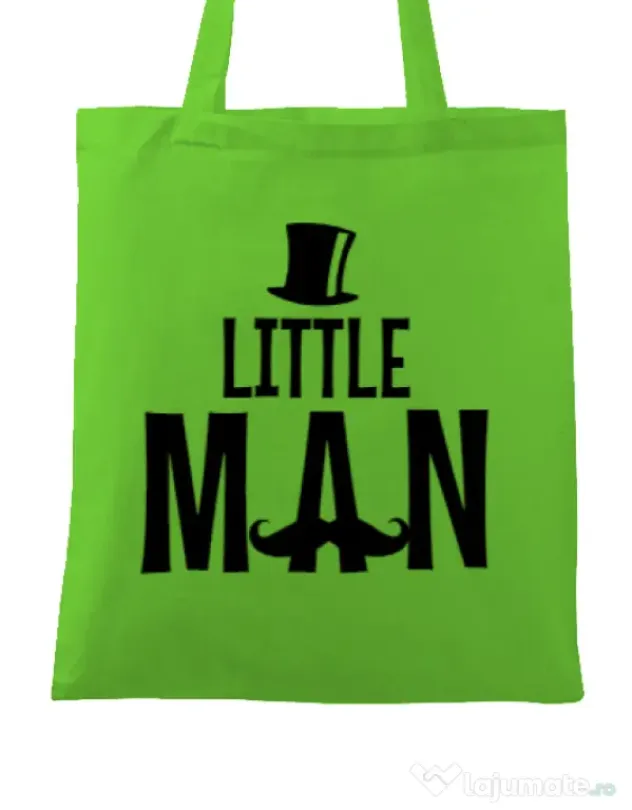 Sacosa din panza Little man Verde mar