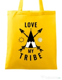 Sacosa din panza Love my tribe Galben