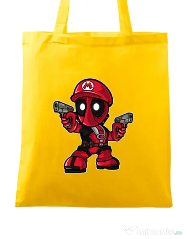 Sacosa din panza Mario Deadpool Galben