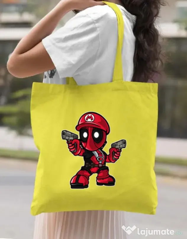 Sacosa din panza Mario Deadpool Galben