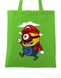 Sacosa din panza Mario minion Verde mar
