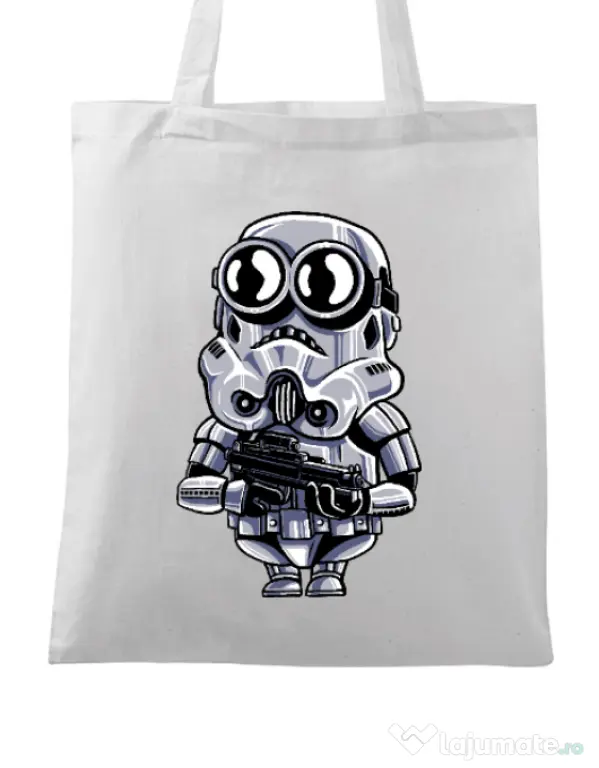 Sacosa din panza Minion trooper Alb