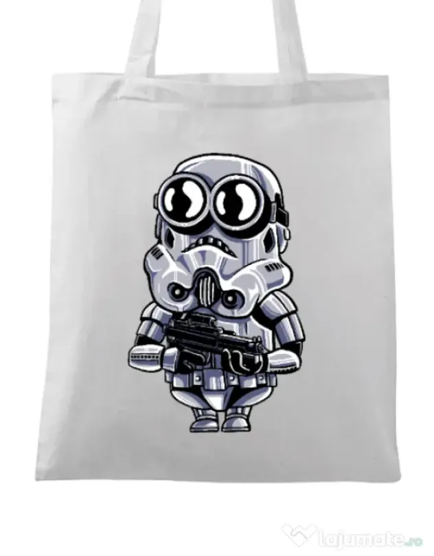 Sacosa din panza Minion trooper Alb