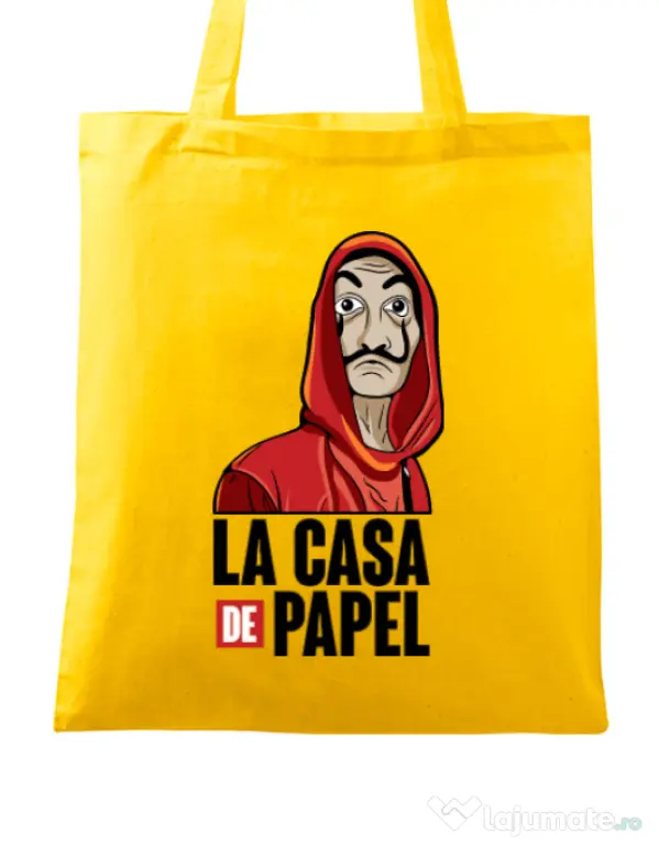 Sacosa din panza Money heist Galben