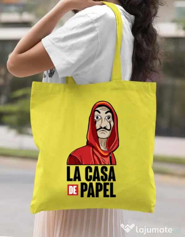 Sacosa din panza Money heist Galben