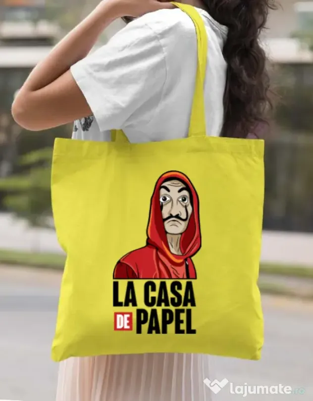 Sacosa din panza Money heist Galben