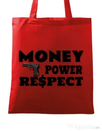 Sacosa din panza Money, power,respect Rosu