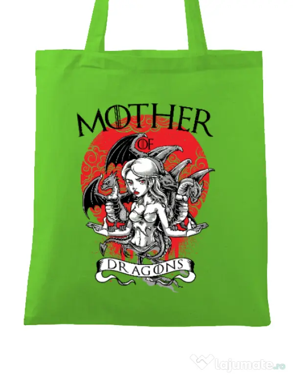 Sacosa din panza Mother of dragons Verde mar