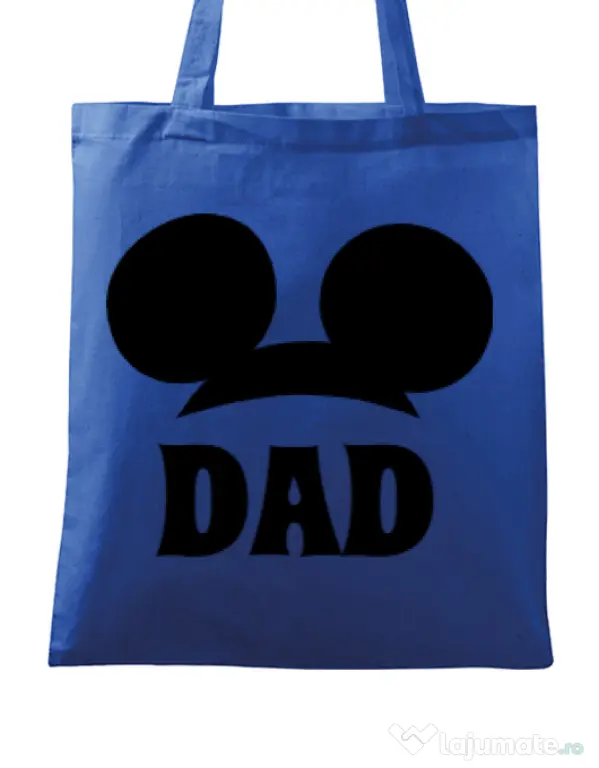 Sacosa din panza Mouse dad Albastru regal