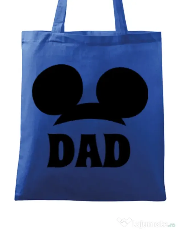 Sacosa din panza Mouse dad Albastru regal