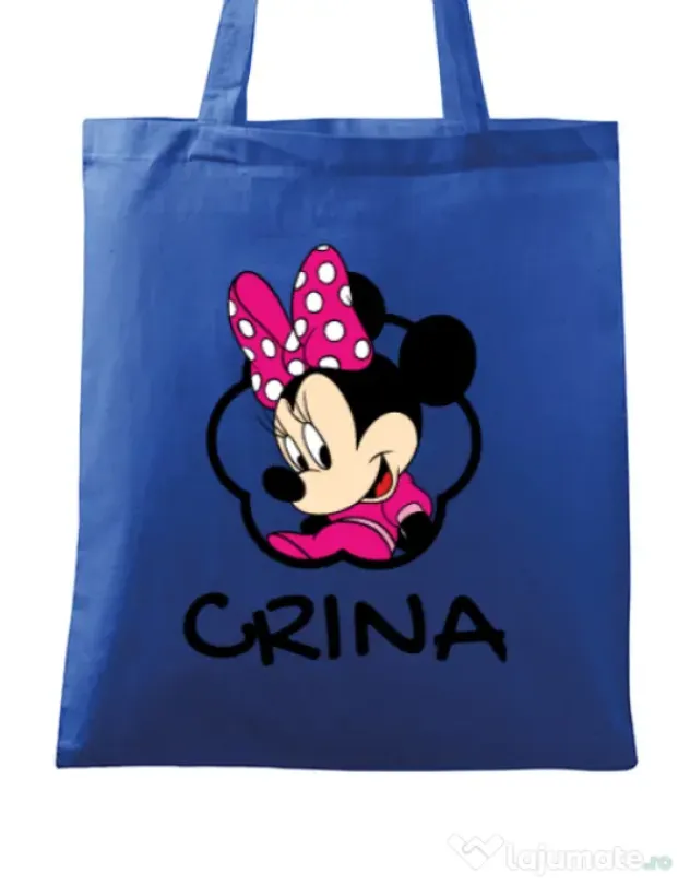 Sacosa din panza Mouse daughter Albastru regal