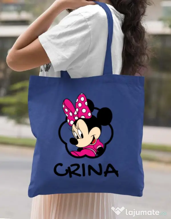Sacosa din panza Mouse daughter Albastru regal