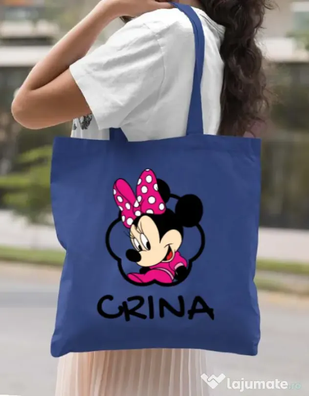 Sacosa din panza Mouse daughter Albastru regal